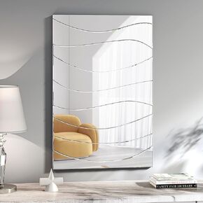 KOHROS Rectangular Modern Wall Mirror Wavy Decoration for Living Room Corridor Bedroom Dining Room (35.4" x 23.6")