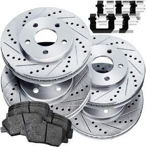 PowerSport Front Rear Brakes and Rotors Kit |Front Rear Brake Pads| Brake Rotors and Pads| Ceramic Brake Pads and Rotors |fits 2009-2015 Toyota Venza