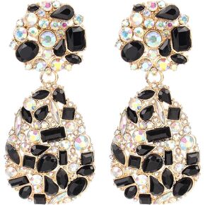 BaubleStar Rhinestone Teardrop Dangle Earrings with Round Studs Statement Drop Earrings Wedding Jewelry