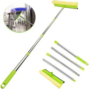 Window Squeegee for Window Cleaning, 58'' Squeegee Window Cleaner Tool 2 in 1 Car Window Cleaning Tool with Extension Pole Telescopic Window Washing Equipment, Shower Squeegee for Shower Glass Door