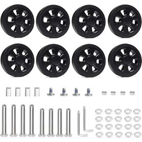 Suitcase Spinner Replacement Set of 8PC 2.2in55mm Rubber Wheels & 2Size Axles Mute Flexible Smooth for Worn out Luggage Trolley Caster Repair