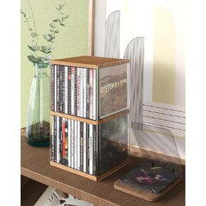 Retro Walnut-colored MDF CD Holder Desk Rack Organizer, Cute Holds 30 CD Case, Cd Holder Stand, CD Storage/Shelf/Tower/Stand Dollar, Fit for Theatre Room