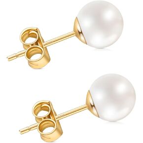 Pearl Stud Earrings for Women, Handpicked Freshwater Pearl Hypoallergenic Gold Vermail Sterling Silver Earring Studs