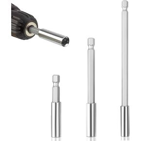 Magnetic Bit Holder Set 3Pcs Strong Magnetic Drill Bit Extension Holder 1/4" Hex Shank S2 Steel Magnetic Screwdriver Extension for Impact Driver - 2'' 4'' 6'' Screwgun Bit Tip Holder