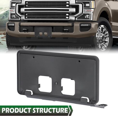 دعامة لوحة الترخيص الأمامية باللون البرتقالي الكبير باللون الأسود متوافقة مع Ford F250 F350 Super Duty 2020 2021 2022 LC3Z-17A385-AB in Kuwait
