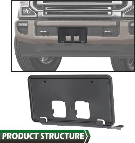 دعامة لوحة الترخيص الأمامية باللون البرتقالي الكبير باللون الأسود متوافقة مع Ford F250 F350 Super Duty 2020 2021 2022 LC3Z-17A385-AB in Kuwait
