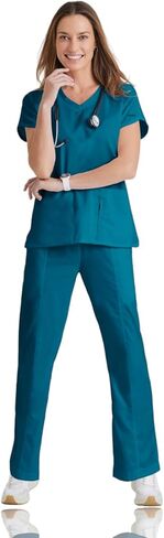 BARCO Grey's Anatomy Scrubs - بلوزة Cora Scrub للنساء، رقبة متقاطعة على شكل حرف V، سترة علوية نسائية فائقة النعومة من الخلف in Kuwait
