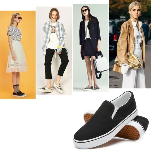 Women's Canvas Slip On Sneakers Non Slip Loafers | low top non slip on walking breathable casual comfortable fashion tennis in Kuwait