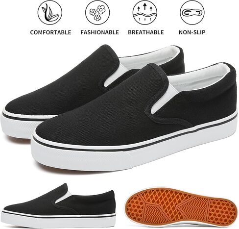 Women's Canvas Slip On Sneakers Non Slip Loafers | low top non slip on walking breathable casual comfortable fashion tennis in Kuwait