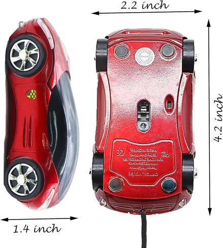 PCTC Cool Sport Car Shape USB Wired Optical Mouse (Red) in Saudi Arabia