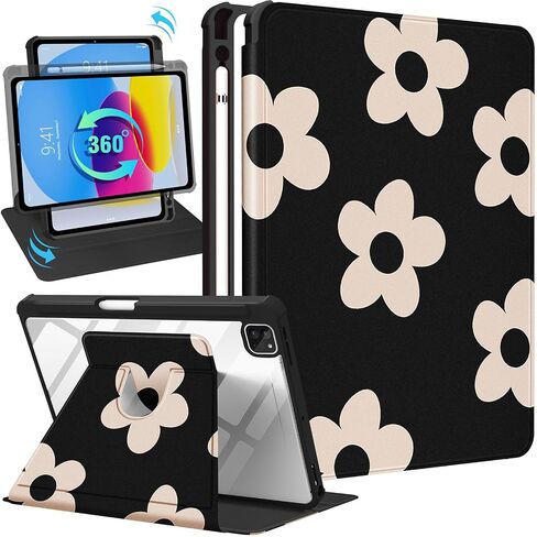 for iPad Pro 12.9 Case Folio Cover with Pencil Holder Women Girls Cute Flower Butterfly Teens Girly Pretty Floral Kawaii Rotating Stand for Apple iPad Pro 12.9 Inch Cases 2022/2021/2020/2018 in Saudi Arabia