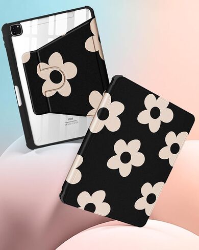 for iPad Pro 12.9 Case Folio Cover with Pencil Holder Women Girls Cute Flower Butterfly Teens Girly Pretty Floral Kawaii Rotating Stand for Apple iPad Pro 12.9 Inch Cases 2022/2021/2020/2018 in Saudi Arabia