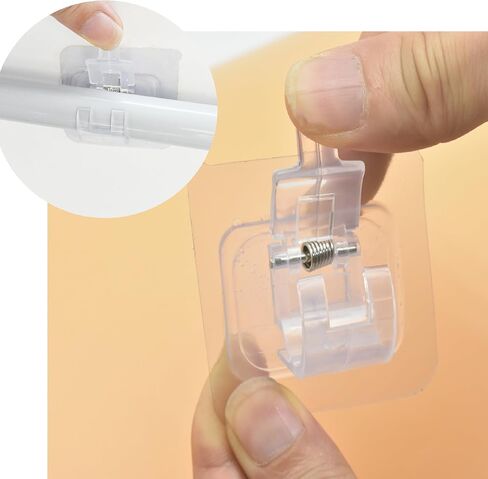 8 عبوات بدون حفر شديدة التحمل 44 رطل خطاطيف قضيب ستارة ذاتية اللصق، 4 قطع متعددة الأغراض خالية من الأظافر لاصقة على خطافات قضيب الستارة للحمام والمطبخ والمنزل والشقة، شفافة in Kuwait