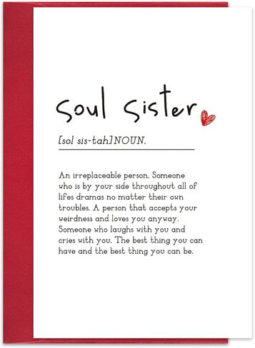 Soul Sister Definition Card, Friendship Birthday Card, Funny Sibling Card, Best Friend Birthday Card, Dictionary Style Card, Bestie Card, Friendship Card, Galentines Day Card in Saudi Arabia