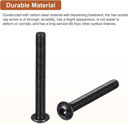 M4-0.7x40mm Button Head Socket Cap Screws - 25Pack - Good for Machine - Carbon Steel Black Oxide - Hex Drive Full Thread Fasteners in Saudi Arabia