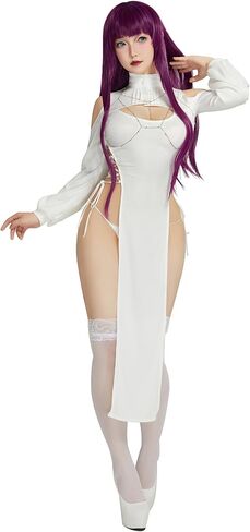 المرأة أنيمي تأثيري اللباس انقطاع عالية الشق اللباس وثونغ مع جوارب سلسلة الصدر in Kuwait