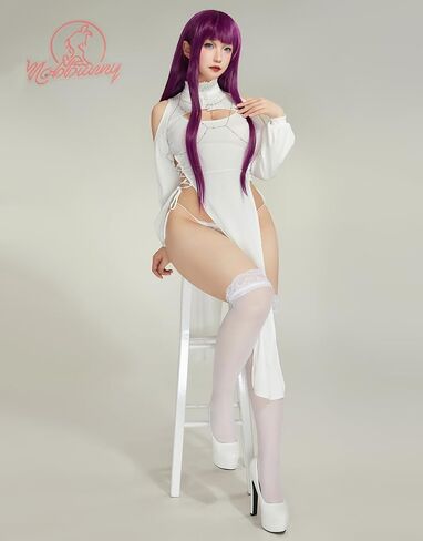 المرأة أنيمي تأثيري اللباس انقطاع عالية الشق اللباس وثونغ مع جوارب سلسلة الصدر in Kuwait