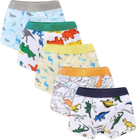 CHUNG Toddler Little Boys Underwear Soft Modal+ Cotton Boxer Briefs Pack of 4/5/10 Dinosaur 2-9Y in Kuwait