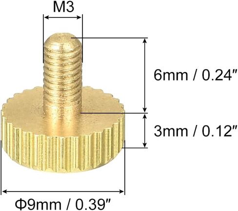 uxcell Knurled Thumb Screws, M3x6mm Flat Brass Bolts Grip Knobs Fasteners for PC, Electronic, Mechanical 2Pcs in Saudi Arabia