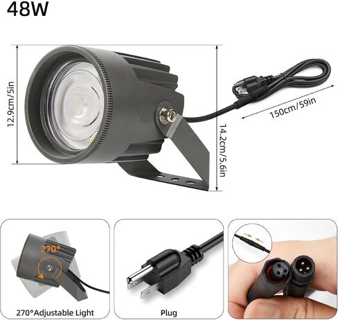 Led Landscape Outdoor Spot Light - Heavy Duty 120V Accent Light 270⁰ Adjustable Mount, 3000K Waterproof IP67 Thickened Aluminum, High Lumen Spotlight for BLDG Yard Garden Tree Flag Pole (24W) in Saudi Arabia