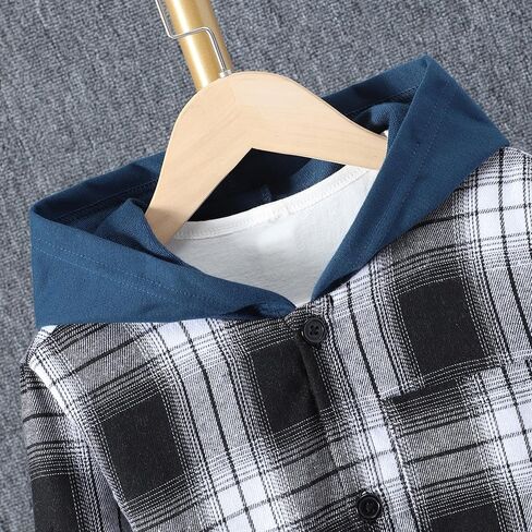 FERWANG Kids Toddler Boys 2 Piece Outfit Plaid Color Front Button Down Hoodie Sweatshirt and Jogger Sweatpants Sets in Saudi Arabia