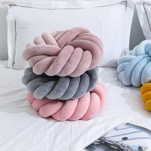 Youjiayi Knot Pillow Ball Round Cushion Decoration Knotted Throw Pillows Sofa Floor Car Pillow Back Cushion Kids Toys,Ivory in Saudi Arabia