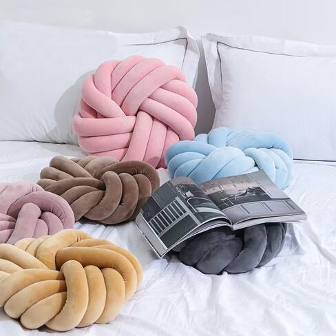 Youjiayi Knot Pillow Ball Round Cushion Decoration Knotted Throw Pillows Sofa Floor Car Pillow Back Cushion Kids Toys,Ivory in Saudi Arabia
