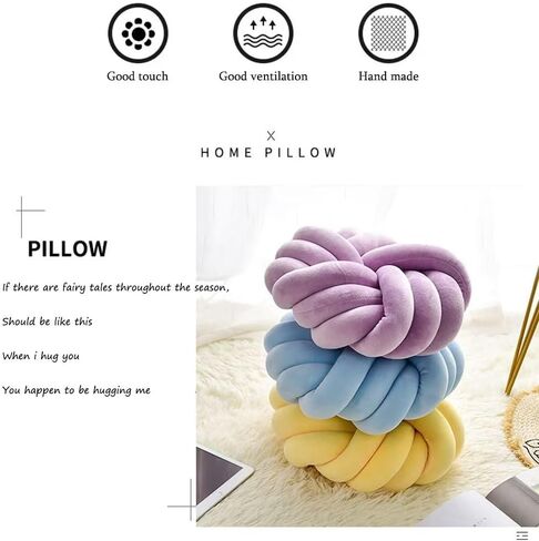 Youjiayi Knot Pillow Ball Round Cushion Decoration Knotted Throw Pillows Sofa Floor Car Pillow Back Cushion Kids Toys,Ivory in Saudi Arabia