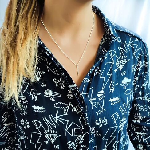 قلادة بقلادة ذهبية سبايك من أنيكا بيلا للنساء، طول 20-22 بوصة، قلادة طويلة بطبقات قابلة للتعديل، مقاومة للتشوه، هدية رائعة لها (فضي) in Kuwait