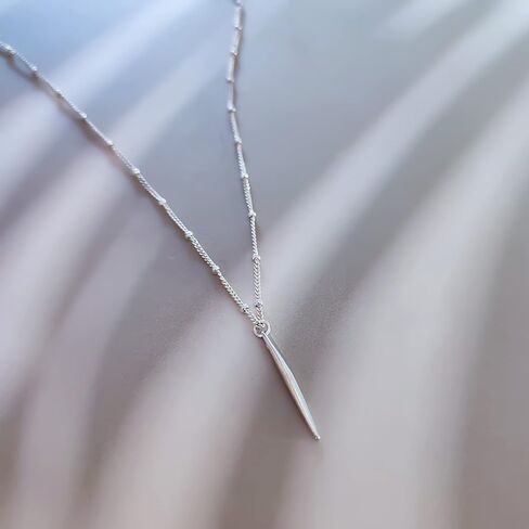 قلادة بقلادة ذهبية سبايك من أنيكا بيلا للنساء، طول 20-22 بوصة، قلادة طويلة بطبقات قابلة للتعديل، مقاومة للتشوه، هدية رائعة لها (فضي) in Kuwait