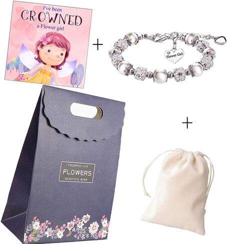 Flower Girl Bracelet Wedding Party Charm Heart Pendant Rhinestone Crystal Balls Faux Pearls Gift Jewelry in Saudi Arabia