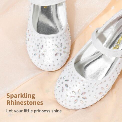 أحذية DREAM PAIRS للفتيات الصغيرات أحذية ماري جين بحزام بإبزيم من حجر الراين وحزام راقصة الباليه المسطح in Kuwait