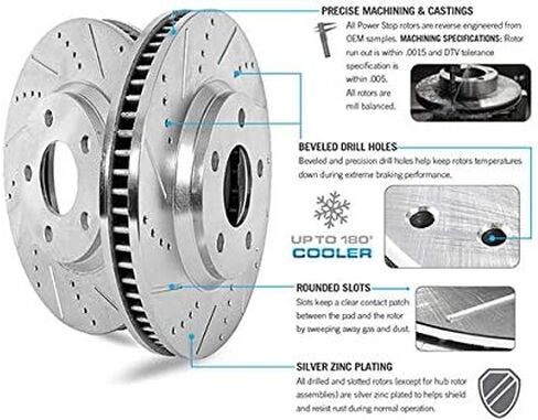 Power Stop K6111 Front Z23 Carbon Fiber Brake Pads with Drilled & Slotted Brake Rotors Kit in Saudi Arabia