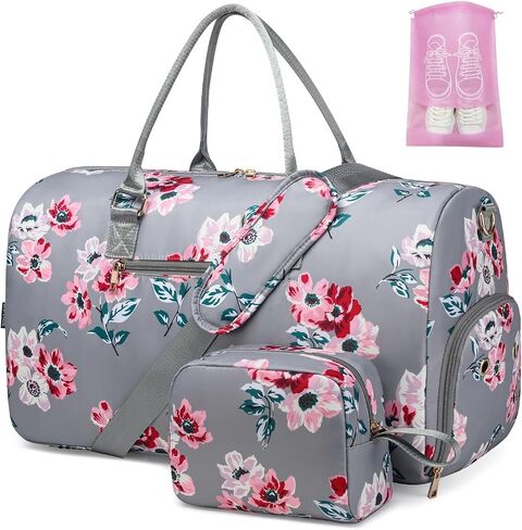 Duffle Bag for Travel, Weekender Bag with Shoe Compartment, Carry On Overnight Bag for Women with Toiletry Bag, 50L Gym Bag with Wet Pocket, Hospital Bags for Labor and Delivery Pink in Kuwait