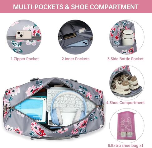 Duffle Bag for Travel, Weekender Bag with Shoe Compartment, Carry On Overnight Bag for Women with Toiletry Bag, 50L Gym Bag with Wet Pocket, Hospital Bags for Labor and Delivery Pink in Kuwait