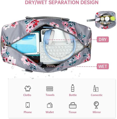 Duffle Bag for Travel, Weekender Bag with Shoe Compartment, Carry On Overnight Bag for Women with Toiletry Bag, 50L Gym Bag with Wet Pocket, Hospital Bags for Labor and Delivery Pink in Kuwait