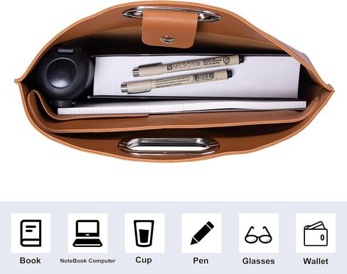 حقيبة كمبيوتر محمول AZXCG مناسبة لأجهزة الكمبيوتر المحمول مقاس 16 بوصة، وحقائب كمبيوتر محمول ذات سعة كبيرة، وحقائب حمل كبيرة محمولة للنساء، وحقائب عمل، بني in Kuwait