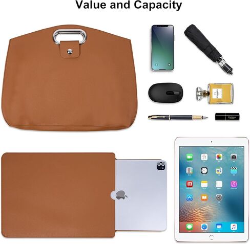 حقيبة كمبيوتر محمول AZXCG مناسبة لأجهزة الكمبيوتر المحمول مقاس 16 بوصة، وحقائب كمبيوتر محمول ذات سعة كبيرة، وحقائب حمل كبيرة محمولة للنساء، وحقائب عمل، بني in Kuwait