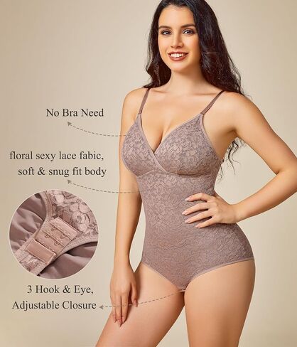 BRABIC Lace Bodysuit for Women Tummy Control Shapewear Sleeveless Tops V-Neck Backless Camisole Jumpsuit Shaper in Saudi Arabia