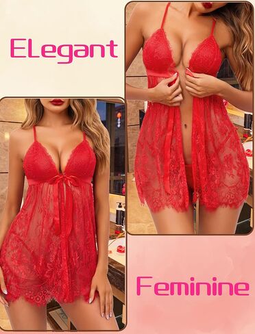 Avidlove Women Sexy Lingerie Babydoll Lace Chemise Eyelash Wedding Brial Lingerie in Kuwait
