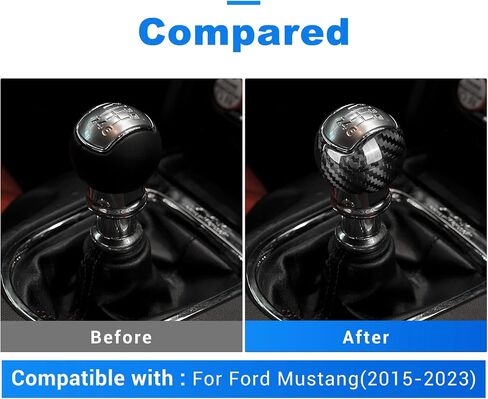 AIRSPEED Car Gear Shift Knob Cover Interior Accessories Sticker for Ford Mustang 2015-2022 Automatic, Carbon Fiber in Saudi Arabia
