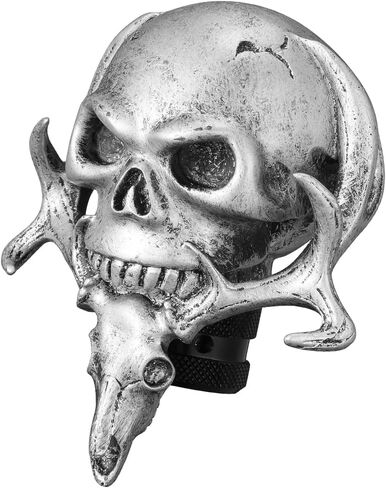 Shift Knob Automatic Skull Shape Universal Gear Knob Replacement with 3 Adapter White in Saudi Arabia