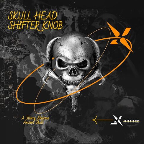 Shift Knob Automatic Skull Shape Universal Gear Knob Replacement with 3 Adapter White in Saudi Arabia