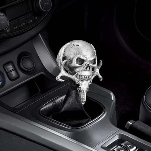 Shift Knob Automatic Skull Shape Universal Gear Knob Replacement with 3 Adapter White in Saudi Arabia