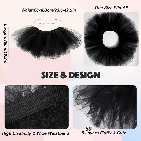 3 Pack Women Teens Adult Tutu Skirt, 5 Layers Puffy Classic Tulle Tutus Skirts for Women Ballet Run Party Halloween Costume in Kuwait