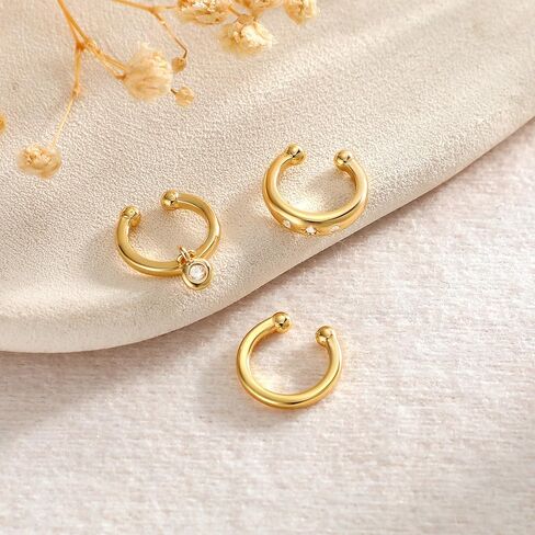 Gold Ear Cuff Earrings for Women Non Piercing, 14K Gold Plated Ear Cuffs Non Piercing, Clip-On Cartilage Earring, Fake Earrings For Women in Saudi Arabia