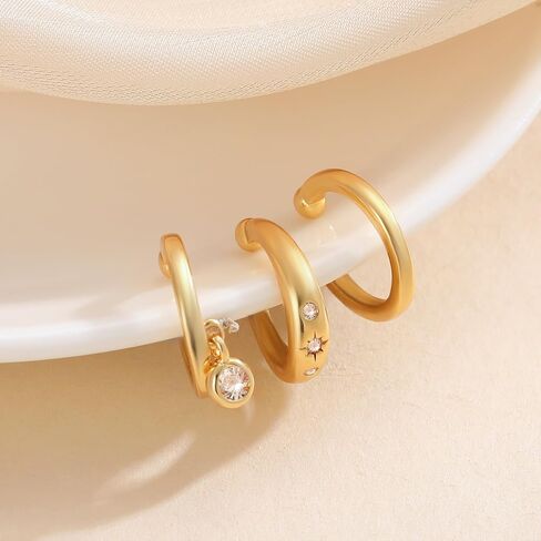 Gold Ear Cuff Earrings for Women Non Piercing, 14K Gold Plated Ear Cuffs Non Piercing, Clip-On Cartilage Earring, Fake Earrings For Women in Saudi Arabia