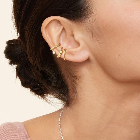 Gold Ear Cuff Earrings for Women Non Piercing, 14K Gold Plated Ear Cuffs Non Piercing, Clip-On Cartilage Earring, Fake Earrings For Women in Saudi Arabia