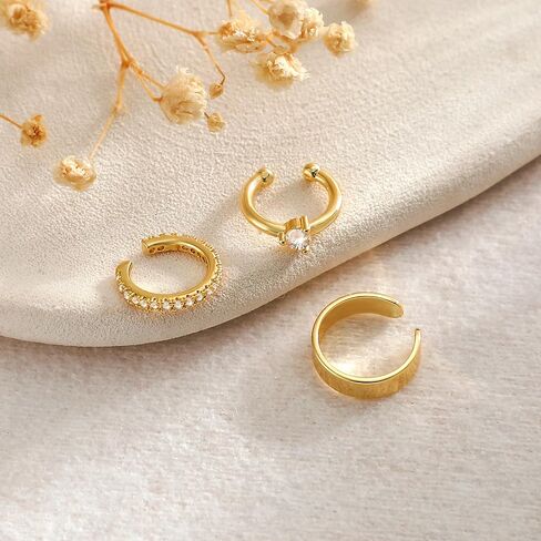 Gold Ear Cuff Earrings for Women Non Piercing, 14K Gold Plated Ear Cuffs Non Piercing, Clip-On Cartilage Earring, Fake Earrings For Women in Saudi Arabia