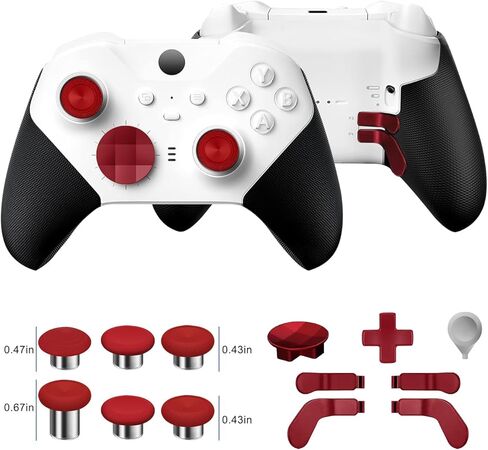 أعواد إبهام معدنية بديلة لوحدة تحكم Xbox Elite Series 2 Core، تتضمن 6 أعواد تحكم مغناطيسية قابلة للتبديل، 4 مجاذيف، 2 وسادات D، 1 أداة تعديل (أحمر) in Kuwait